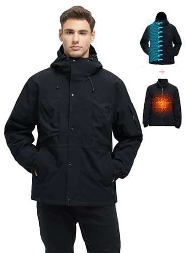 VOPOKER Men's 3-in-1 Water Resistant Ski Snow Warm Fleece Jacket with Multi-Pockets