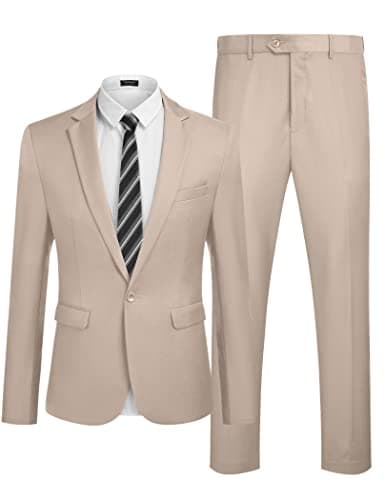 COOFANDY Men's 2-Piece Slim Fit Tuxedo Suit with Blazer Jacket