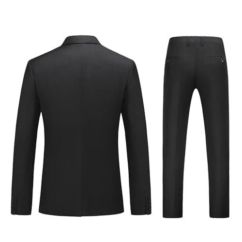 MUGU Mens Slim Fit Pure Color Tuxedo 3 Piece Suit for Wedding Prom