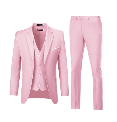 Diaryan Men's Slim Fit 3-Piece Wedding Suit Groomsmen Tuxedo