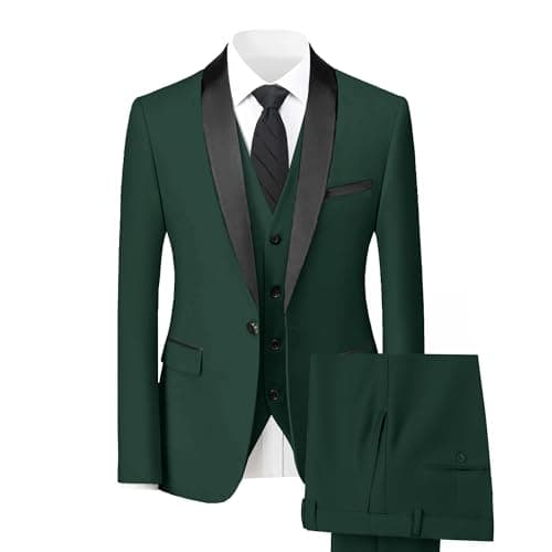 Hipfun Men's 3-Piece Slim Fit Suit for Wedding & Business