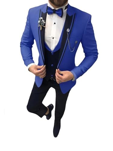 Suzhimo Men's Slim Fit Tuxedo Suit with Blazer, Pants & Tie for Marriage Prom