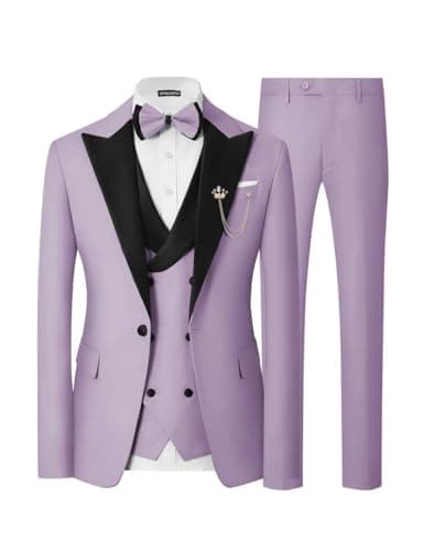 SPTALLFITJSV Mens Slim Fit Double Breasted Tuxedo Suit for Wedding Prom Dinner