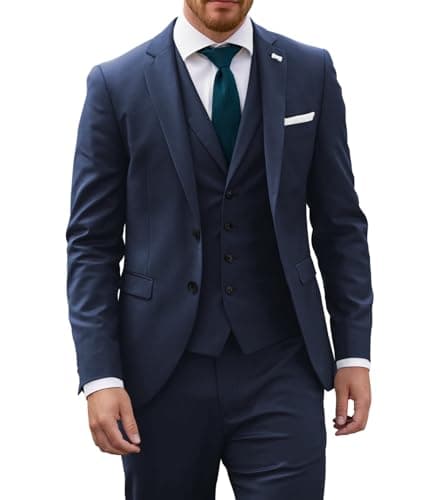 Wangyue Mens Slim Fit 3-Piece Prom Wedding Suit with Blazer Vest Pant