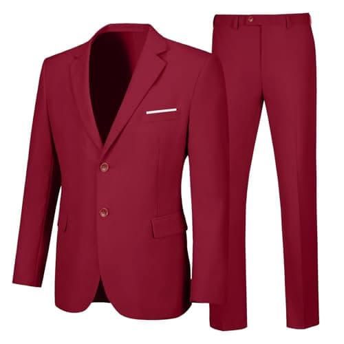 Elionm Men's Slim Fit 2-Piece Business Wedding Tuxedo Suit Jacket and Pants