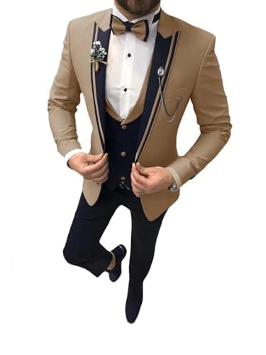 Suzhimo Men's Slim Fit Tuxedo Suit with Blazer, Pants & Tie for Marriage Prom