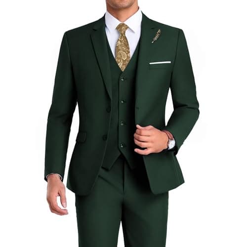 Mrbuerly Men's Slim Fit 3-Piece Suit for Groomsmen with Tie and Pants XS/36-30