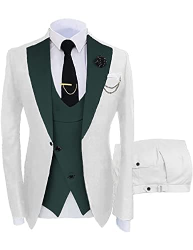 Wangyue Men's Slim Fit 3-Piece Suit for Weddings and Formal Events