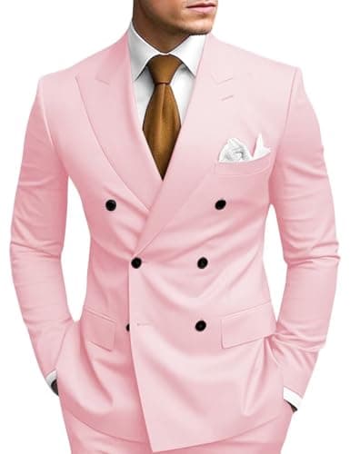Double Breasted Suit Men Slim Fit 2 Piece Wedding Prom Set