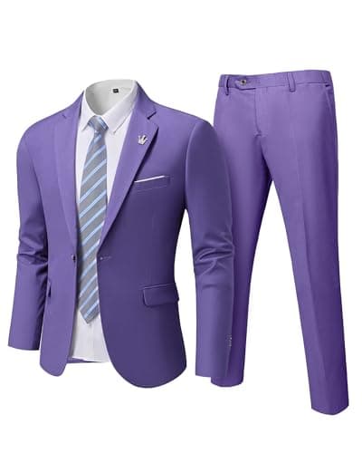 Hihawk Men's Slim Fit Suit with Stretch Jacket & Pants Set