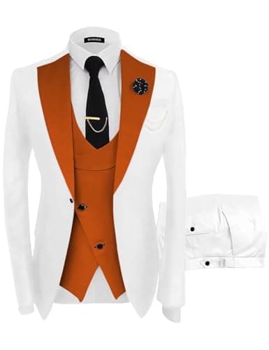 Wangyue Men's Slim Fit 3-Piece Suit for Weddings and Formal Events