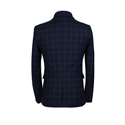 Mogue Men's 3-Piece Slim Fit Plaid Suit for Wedding, Prom, and Business