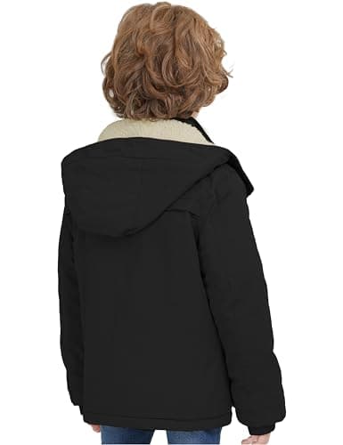 WenVen Boys' Thick Cotton Sherpa Lined Winter Hooded Parka Jacket