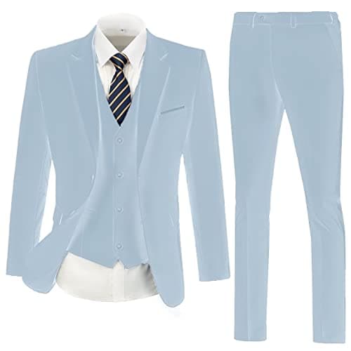 Lynerun Mens Solid Two Button Slim Fit Suit Set for Formal Weddings Business