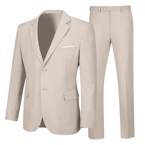 Elionm Men's Slim Fit 2-Piece Business Wedding Tuxedo Suit Jacket and Pants