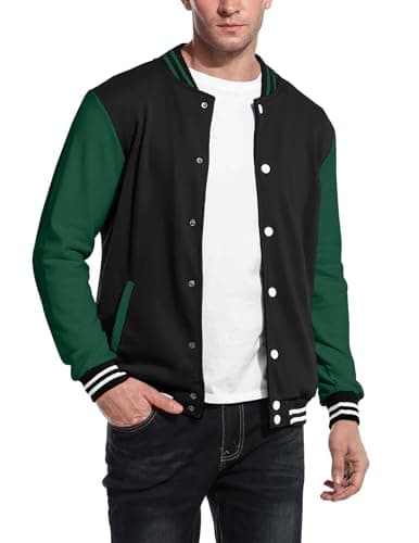 COOFANDY Men's Slim Fit Cotton Varsity Baseball Bomber Jacket
