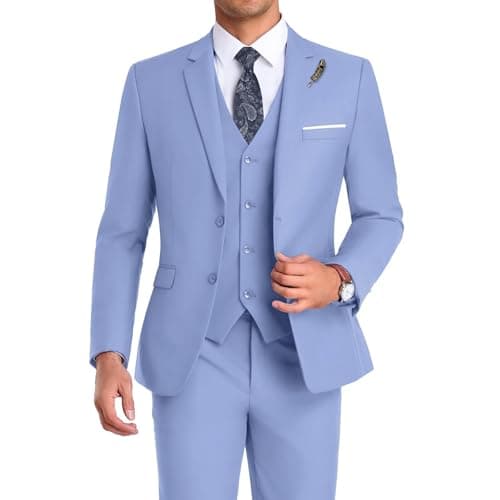 Mrbuerly Men's Slim Fit 3-Piece Suit for Groomsmen with Tie and Pants XS/36-30