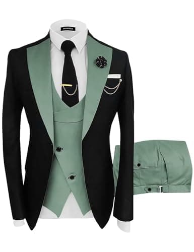 Wangyue Men's Slim Fit 3-Piece Suit for Weddings and Formal Events