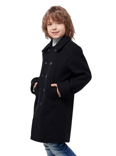 Boys Double Breasted Wool Trench Coat for Winter