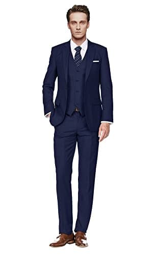 Amyox Men's Slim Fit 3Piece Business Wedding Tuxedo Suit Set Jacket Vest Pants Tie