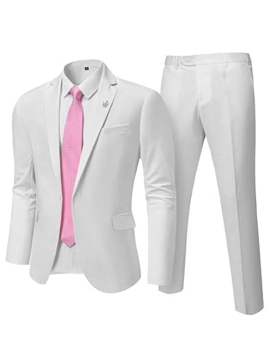 Hihawk Men's Slim Fit Suit with Stretch Jacket & Pants Set