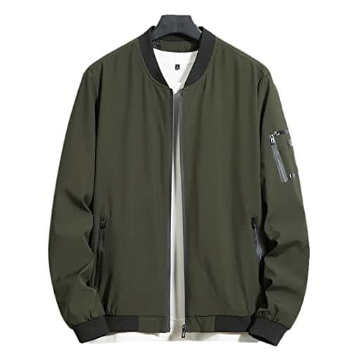 Sandbank Men's Casual Long Sleeve Bomber Jacket Banded Collar Windbreaker