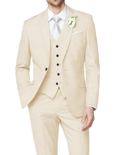 HUUTOE Men's Slim Fit Wedding Groomsmen Tuxedo Set Blazer Jacket Pants