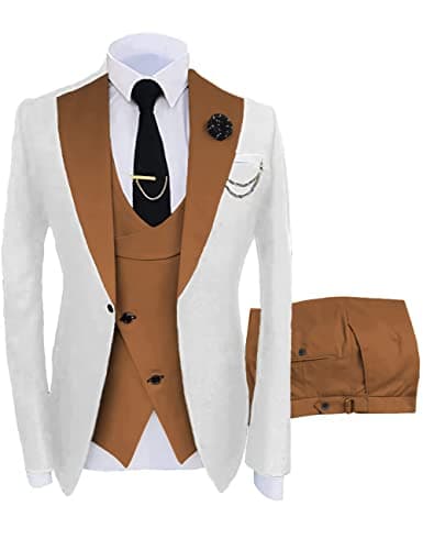 Wangyue Men's Slim Fit 3-Piece Suit for Weddings and Formal Events