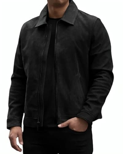 Classic Mens Genuine Lambskin Leather Jacket with Zip Out Liner
