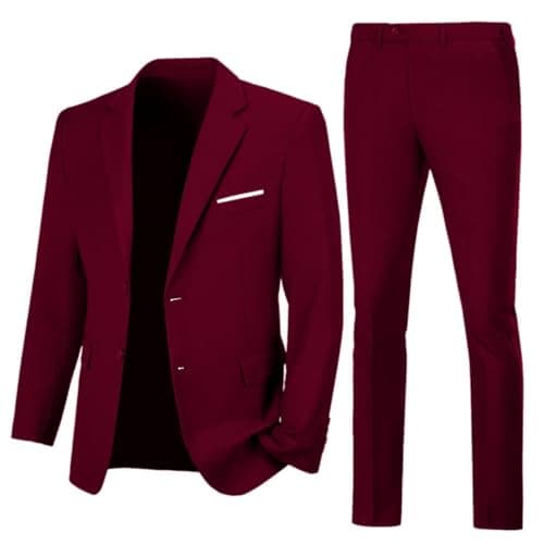 Lynerun Men's Slim Fit 2-Piece Prom Tuxedo Suit Jacket and Pants Set