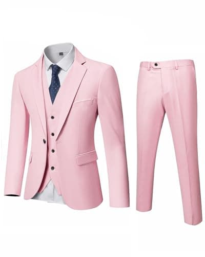 MrSure Men’s Slim Fit Tuxedo 3-Piece Suit_Blazer_Vest_Pants_Tie Party_Wedding_Business