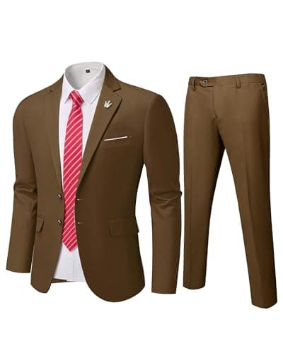 MY'S Men's Slim Fit Two-Piece Suit Notch Lapel Jacket and Pants Wedding Party Blazer