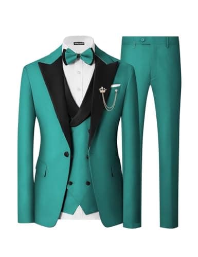 SPTALLFITJSV Mens Slim Fit Double Breasted Tuxedo Suit for Wedding Prom Dinner