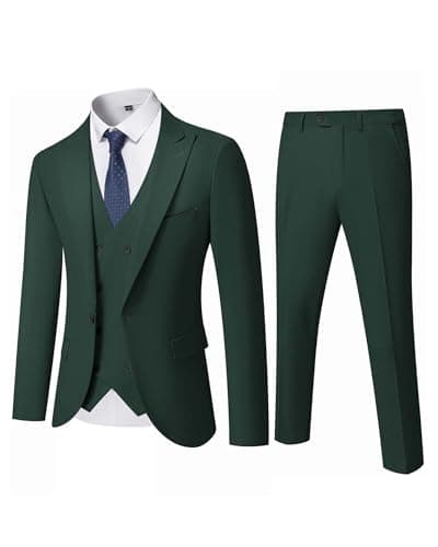 YND Men's Slim Fit 3-Piece Business Suit Set with Blazer & Vest