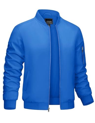 CRYSULLY Men's Lightweight Bomber Jacket for Spring Fall Casual Windbreaker