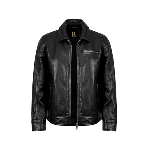 Men's Premium Real Lambskin Polo Collar Jacket - Classic Style