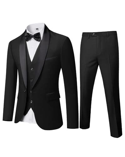 YND Men's Slim Fit Tuxedo 3-Piece Set with Shawl Collar Jacket