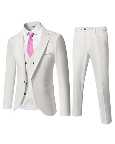 YND Men's Slim Fit 3-Piece Business Suit Set with Blazer & Vest