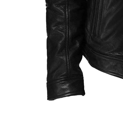 Men's Faux Leather Motorcycle Jacket with Stand Collar