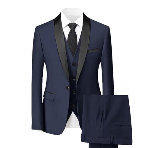 Hipfun Men's 3-Piece Slim Fit Suit for Wedding & Business