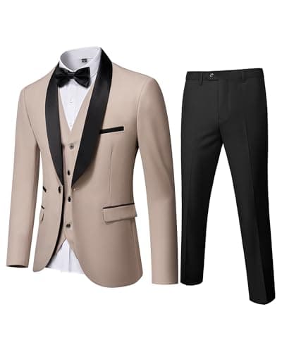 MY'S Mens Winter Slim Fit Tuxedo Suit Shawl Lapel 3-Piece Set