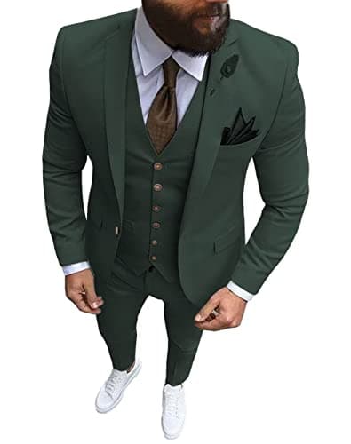 Wangyue Men's Slim Fit 3 Piece Suit Set