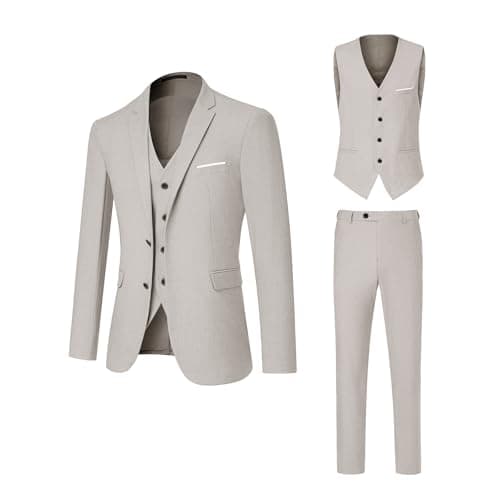 DEETRUST Men's Slim Fit 3-Piece Tuxedo Suit Set