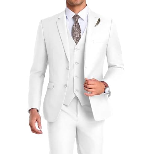 Mrbuerly Men's Slim Fit 3-Piece Suit for Groomsmen with Tie and Pants XS/36-30