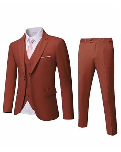 MrSure Men’s Slim Fit Tuxedo 3-Piece Suit_Blazer_Vest_Pants_Tie Party_Wedding_Business