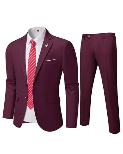 MY'S Men's Slim Fit Two-Piece Suit Notch Lapel Jacket and Pants Wedding Party Blazer