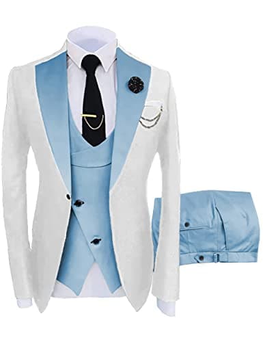 Wangyue Men's Slim Fit 3-Piece Suit for Weddings and Formal Events