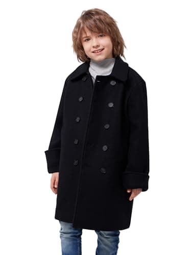 Boys Double Breasted Wool Trench Coat for Winter