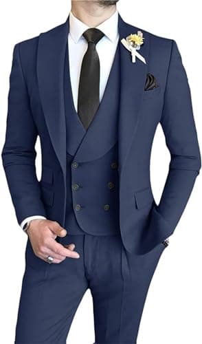 AufewB Men's Elegant Solid One-Button Slim Fit Party Suit Set