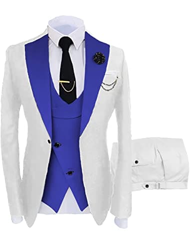 Wangyue Men's Slim Fit 3-Piece Suit for Weddings and Formal Events